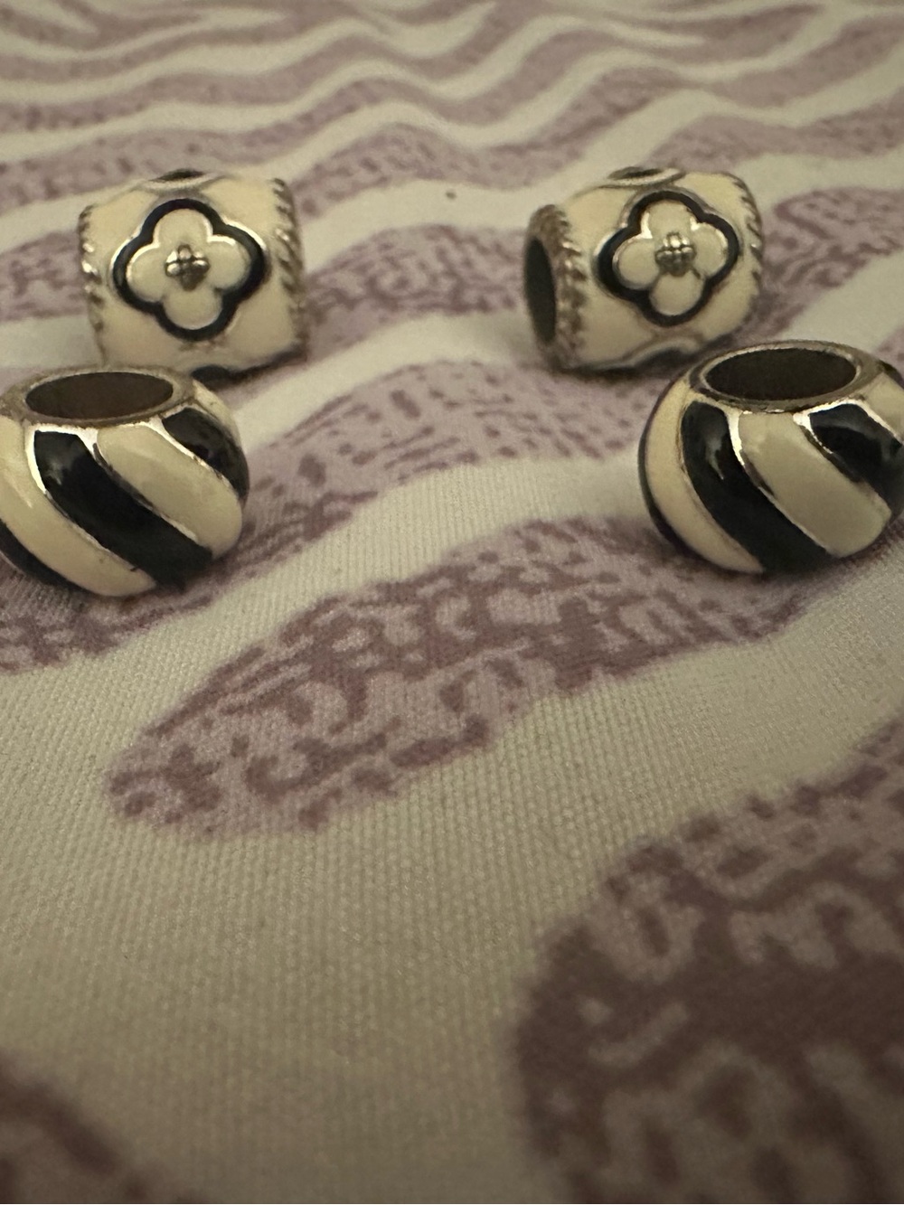 Brighton White and Black Enamel Bead Charms